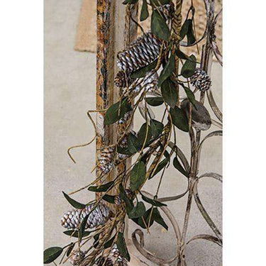 Silver Frosted Pinecone and Leaf Garland 48